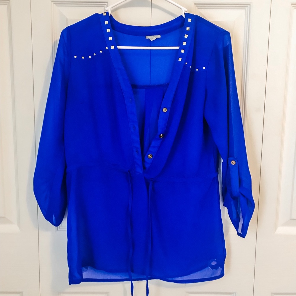 Charlotte Russe Royal Blue Sheer Blouse